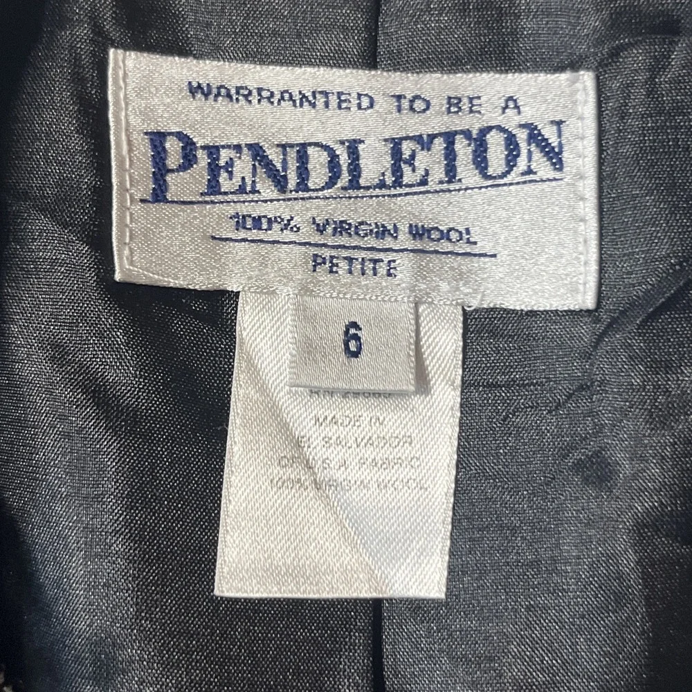 Pendleton‎ 100% Virgin Wool Blazer Size 6 Micro-Houndstooth Lined Career Jacket
